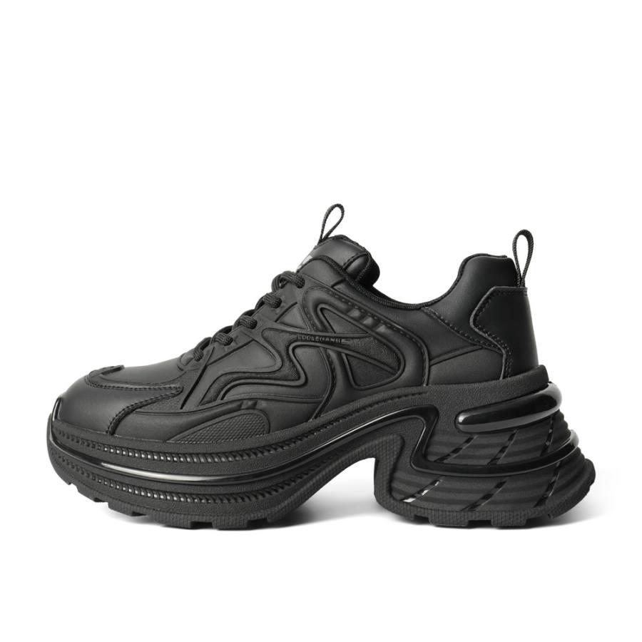 BELLE Artificial Leather Slip Resistant Abrasion Resistant Low top Chunky Sneakers Women's Beige Black
