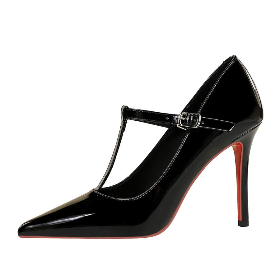 QITUMAUL Patent Leather Slim Heel High Heels Women's
