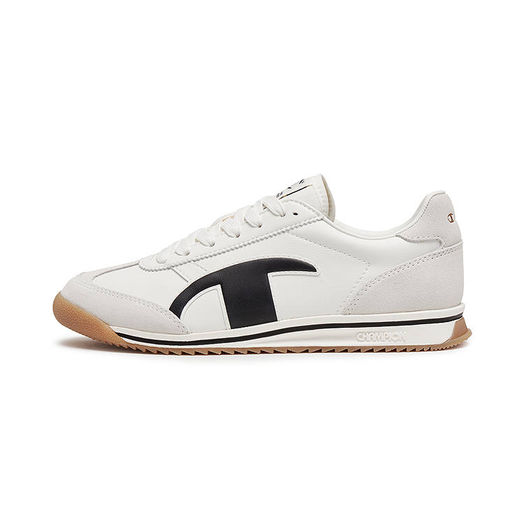 Champion Light Hop Jogging Synthetic Leather, Split Cow Leather Balance Low top Casual Shoes Men's Milk White/Black