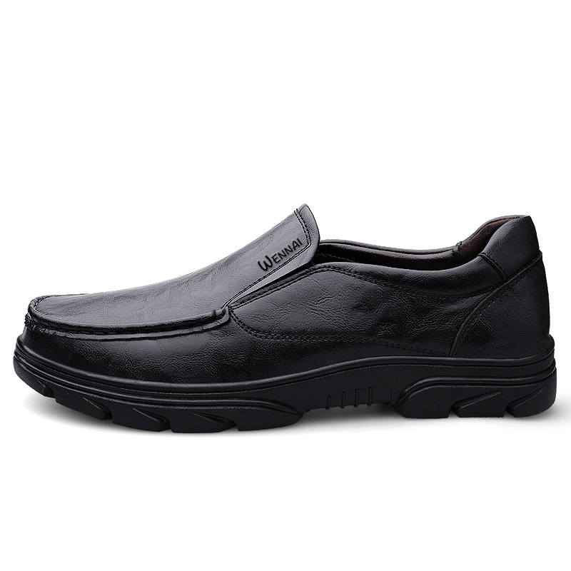 WENNAI Cow Split Leather Casual Shoes Men's Black