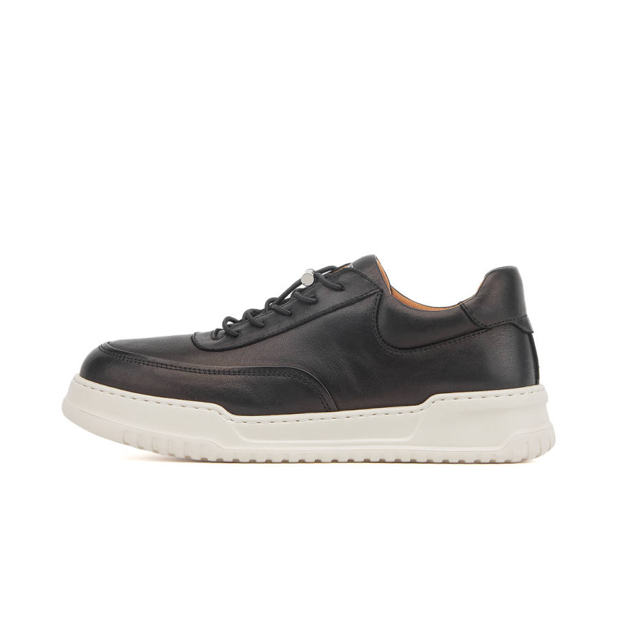 VICKI BROWN Cow Leather Slip Resistant Low top Skateboard Shoes Men's Black