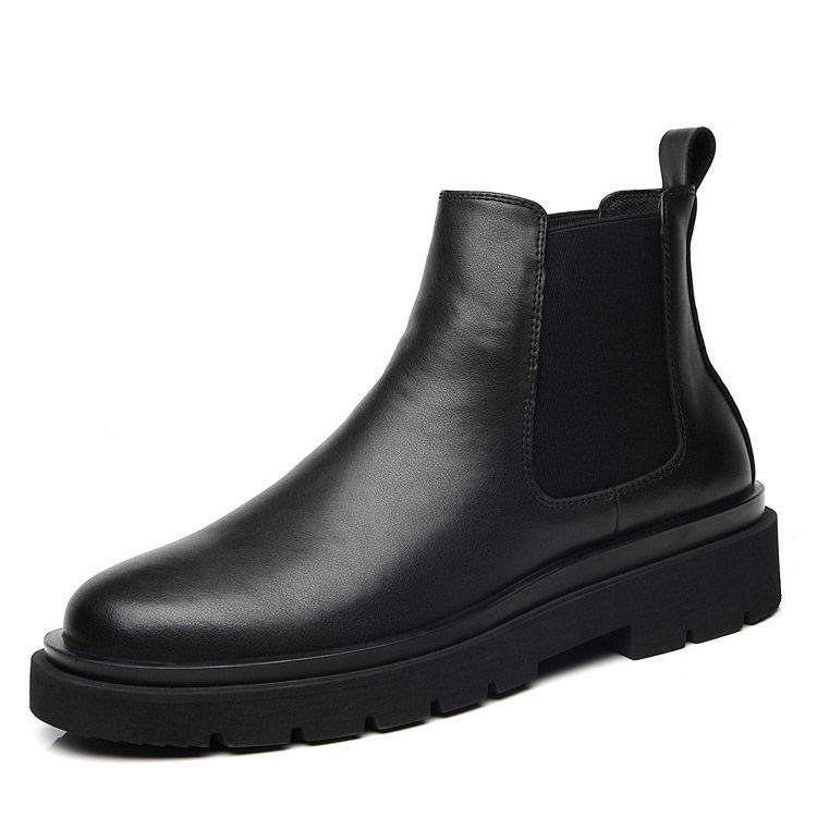 MINGYITU Cow Leather Short Chelsea Boots Unisex