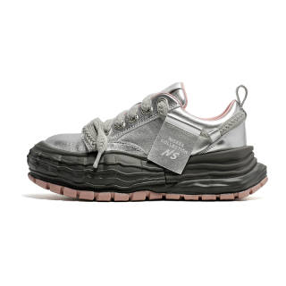 NICESS Slip Resistant Abrasion Resistant Low top Skateboard Shoes Women's Silver Pink