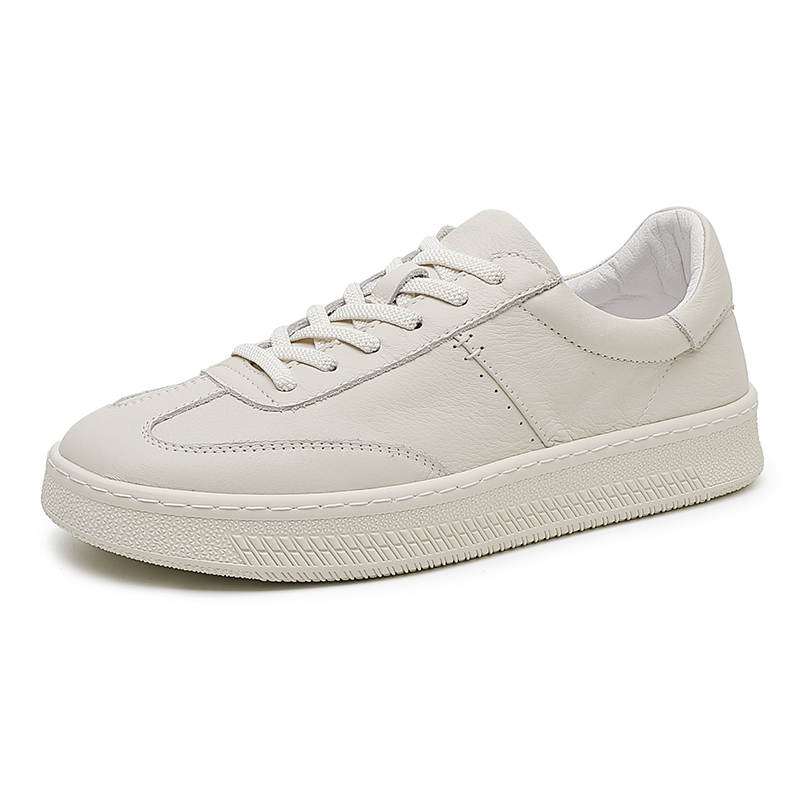 MODENGPAN Top Grain Cow Leather Lightweight Breathable Lightweight And Breathable Low top Skateboard Shoes Men's White