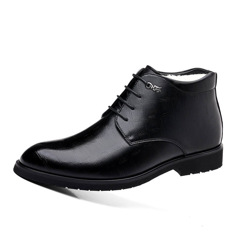 CITONGXIANSHENG Cow Split Leather Fleece Lined Fashion Trend Versatile Comfortable Casual Shoes Men's