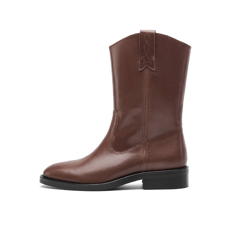 CHERYKALLY Top Grain Cow Leather Ankle Boots 3.5cm Women's