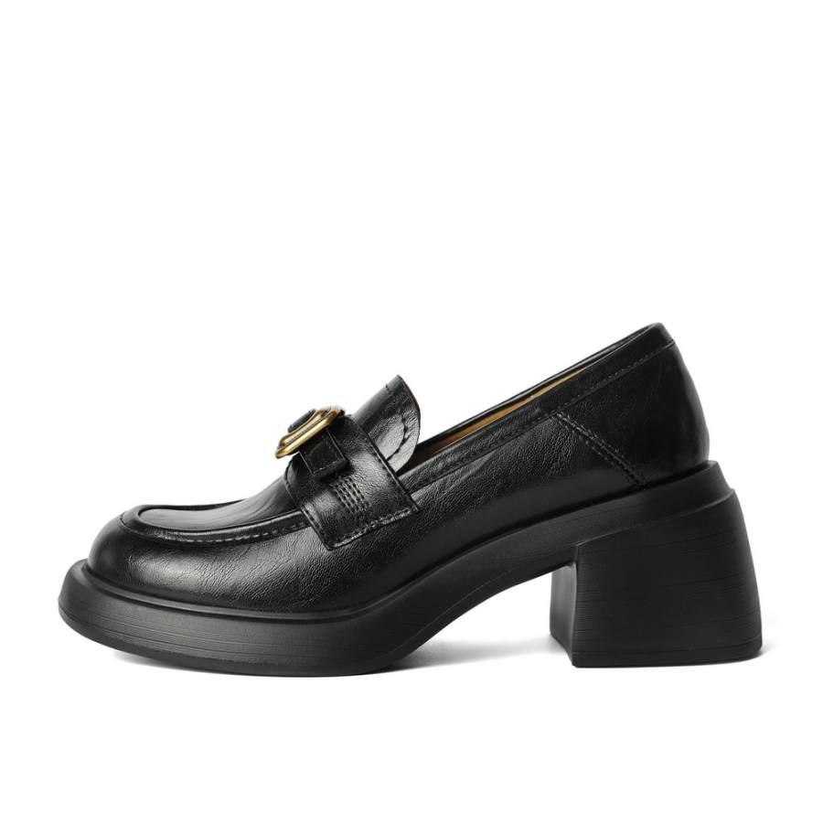 BELLE Chunky Heel High Heels 7cm Women's Black, Burgundy