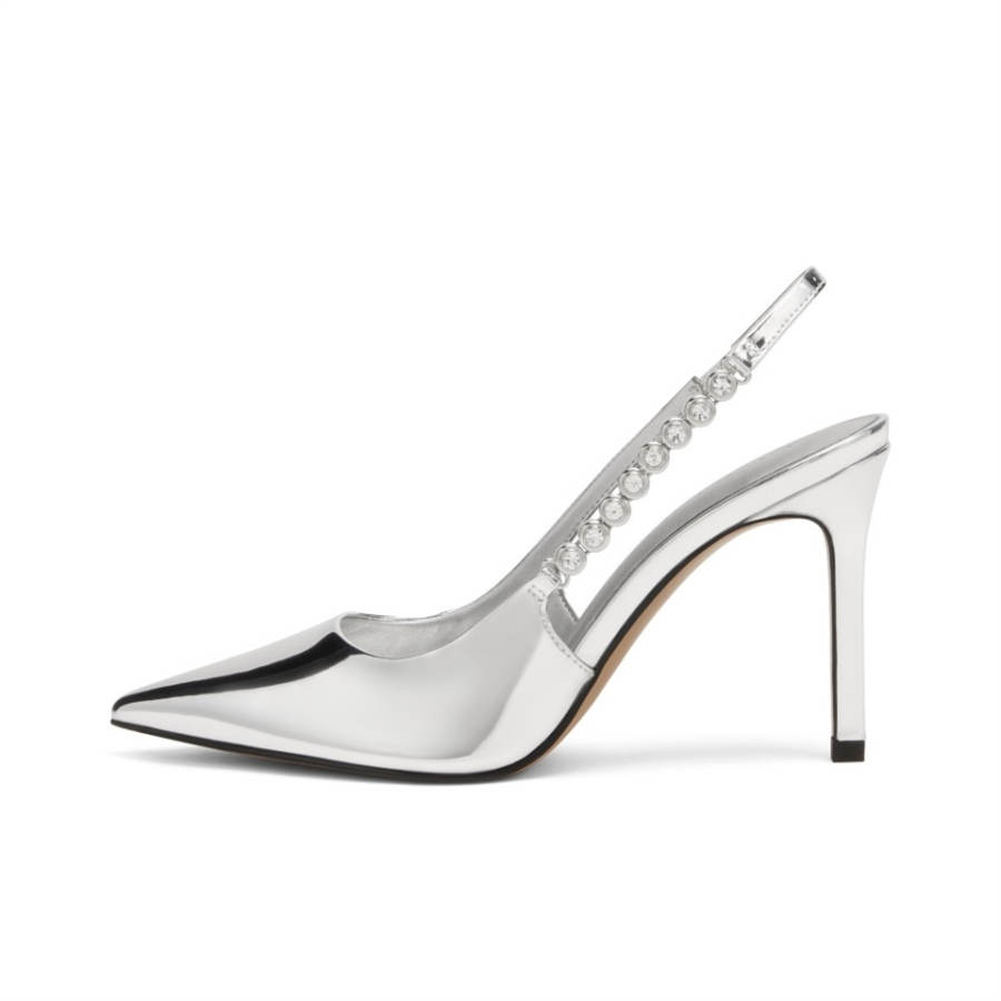 MIZAIJIA Patent Leather Slim Heel High Heels 9cm Women's Silver