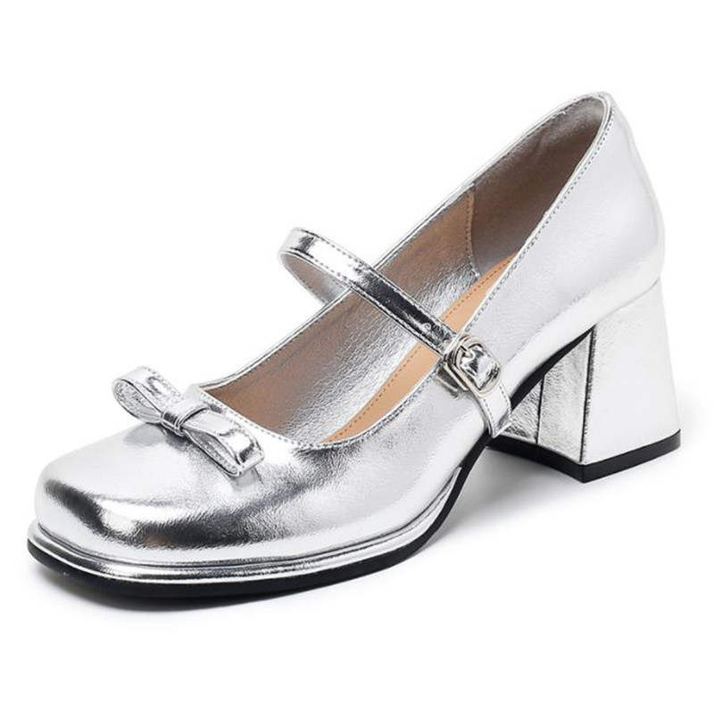 TATAYA Cow Leather Chunky Heel Mary Jane Shoes Women's