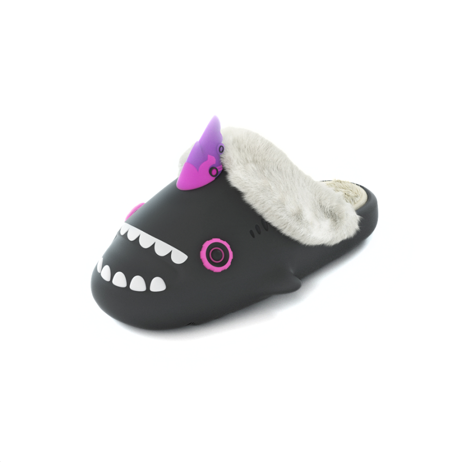 HelloSlippers Shark Winter Sharkicks Winter Cyberpunk, Closed Toe Slippers With Open Heels Unisex