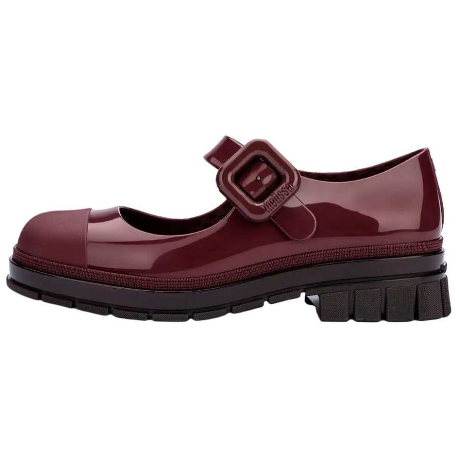 MELISSA June PVC Chunky Heel Mary Jane Shoes Women's Burgundy