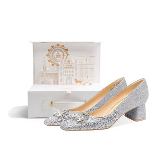 VVKI High Heels Women's Silver Sparkling Rhinestone Crown