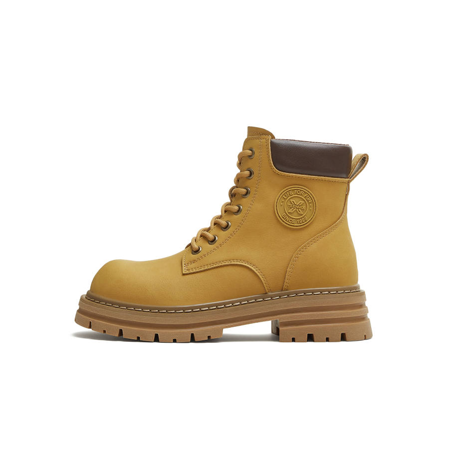 Teenmix X Collection, Couple Classic Yellow Boots Short Mid Calf Combat Boots 5cm Women's