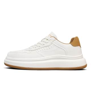U.S. POLO ASSN. Synthetic Leather Coverage Slip Resistant Lightweight Low top Skateboard Shoes Men's Beige Apricot