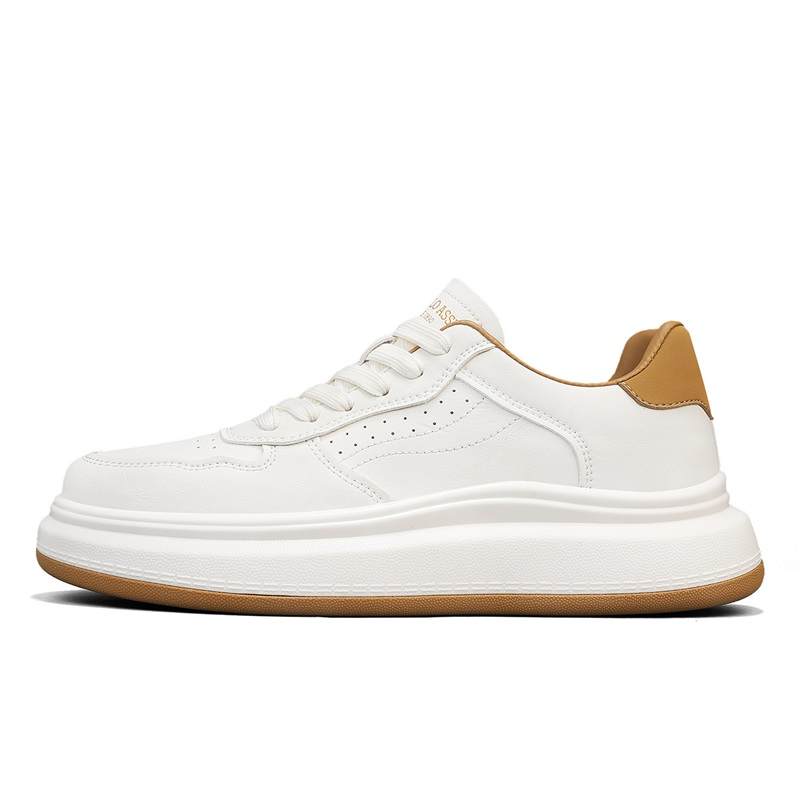 U.S. POLO ASSN. Synthetic Leather Coverage Slip Resistant Lightweight Low top Skateboard Shoes Men's Beige Apricot