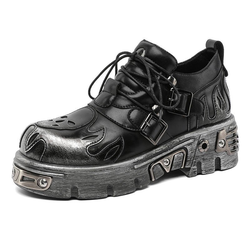 V ZERO FIVE Punk Rock Shoes Microfiber Leather Casual Shoes Men's Silver Western British Fashion