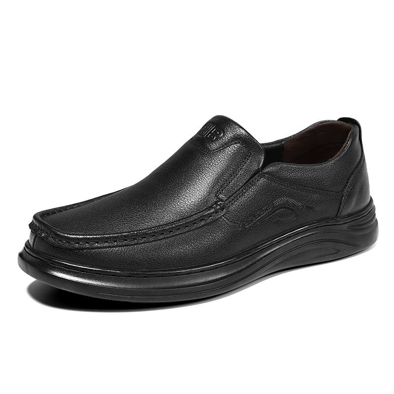 CITONGXIANSHENG Cow Split Leather Casual Shoes Men's Black