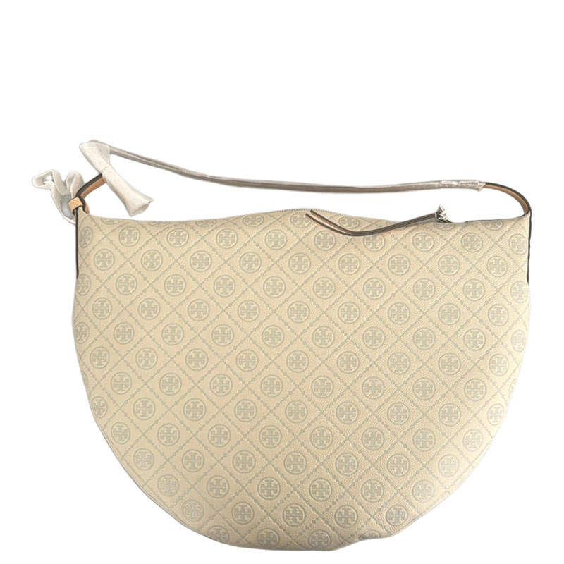 TORY BURCH T Monogram Label Shoulder Bag Women's Light Titanium Gold