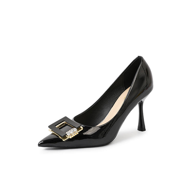 Qiandongmeili Leather Slim Heel High Heels 8.5cm Women's