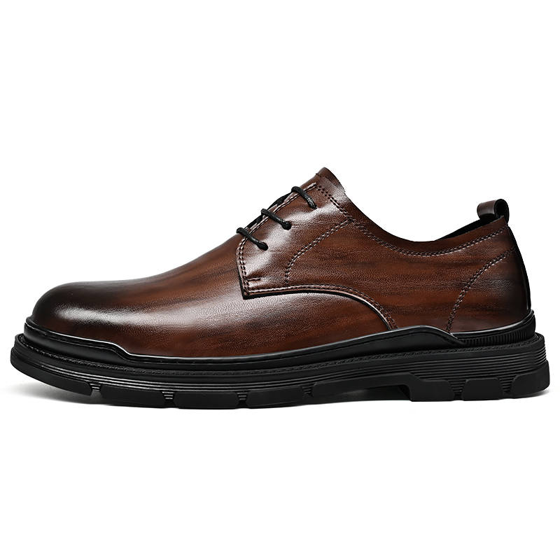 WENNAI Top Grain Cow Leather Casual Shoes Men's Brown