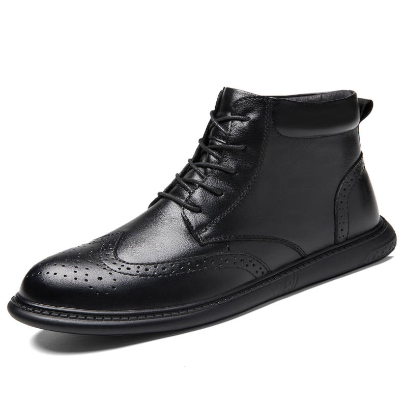 XIMO BULL Top Grain Cow Leather Casual Shoes Men's Black