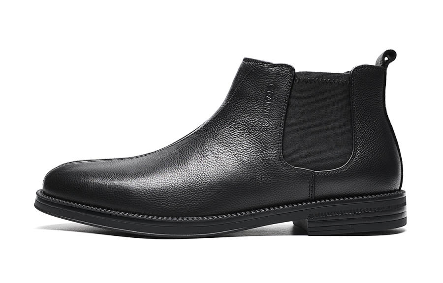 C°BANNER Top Grain Cow Leather Ankle Length Chelsea Boots Men's Black