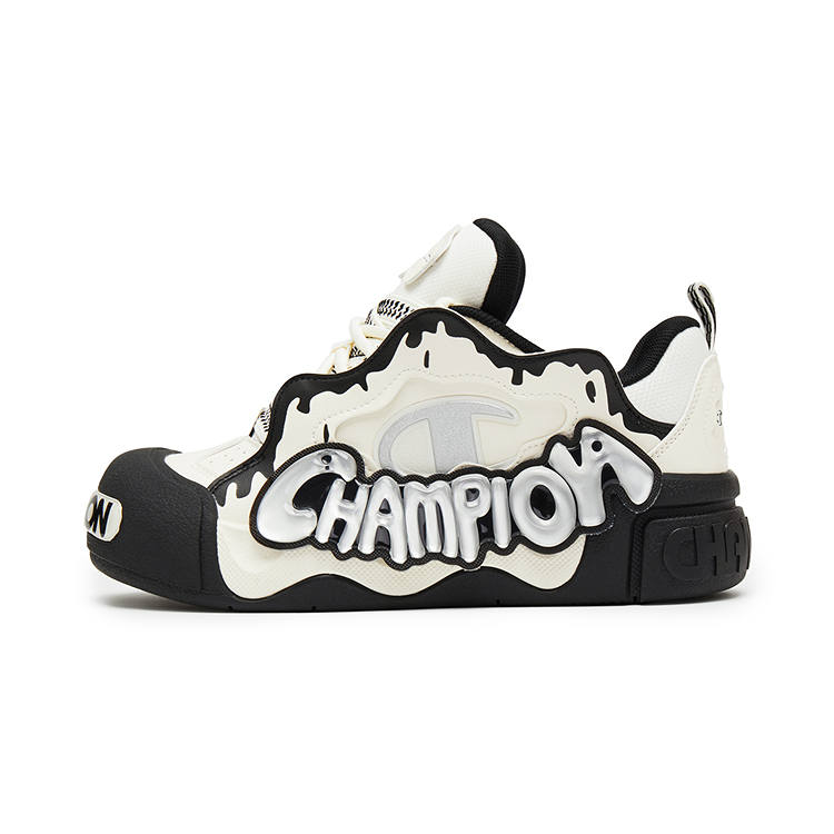 Champion Puffy Jelly Shoes Low top Skateboard Shoes Unisex Milk White/Black