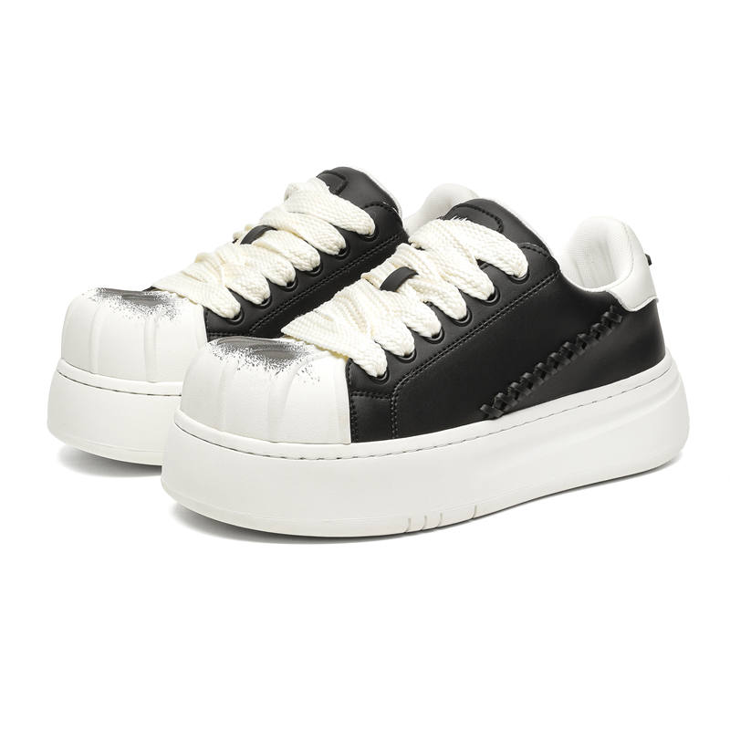 PAVEA Slip Resistant Abrasion Resistant Slip Resistant Abrasion Resistant Low top Skateboard Shoes Unisex Black White