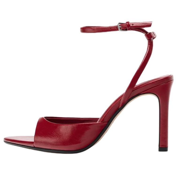 ZARA Pu One Strap Sandals 9.5cm Women's Red