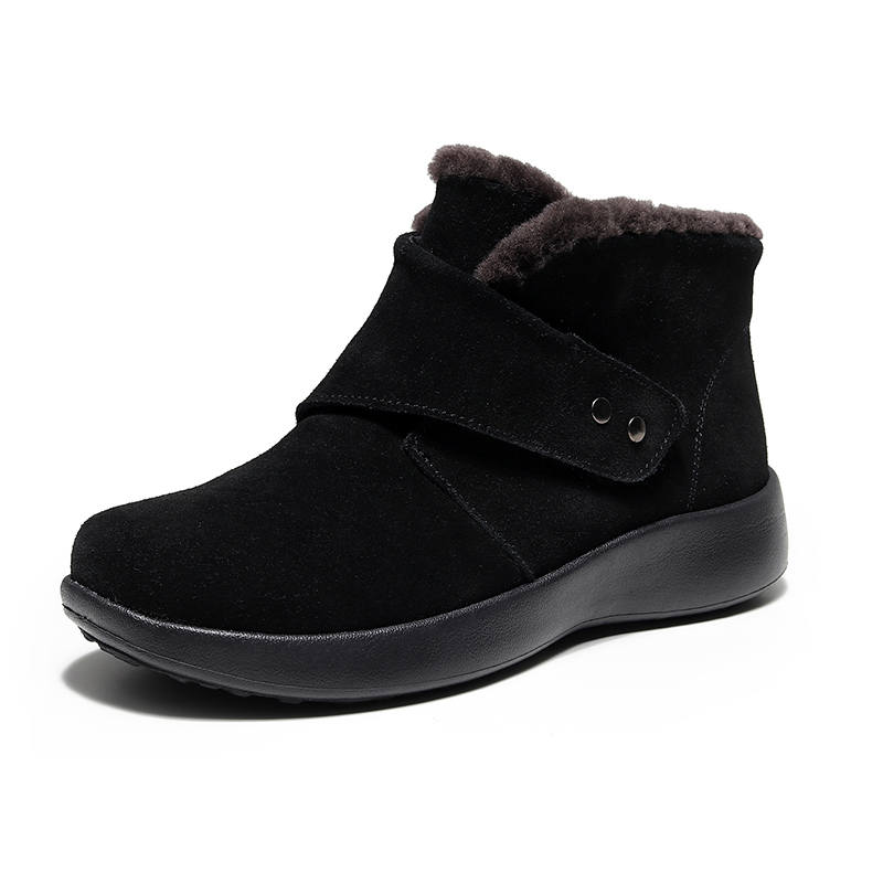 GUOLUOFEI Cow Suede Thermal Slip Resistant Thermal Slip Resistant Short Snow Boots Women's