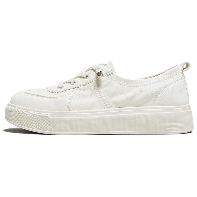 BASTO Cow Leather Low top Skateboard Shoes Women's Beige