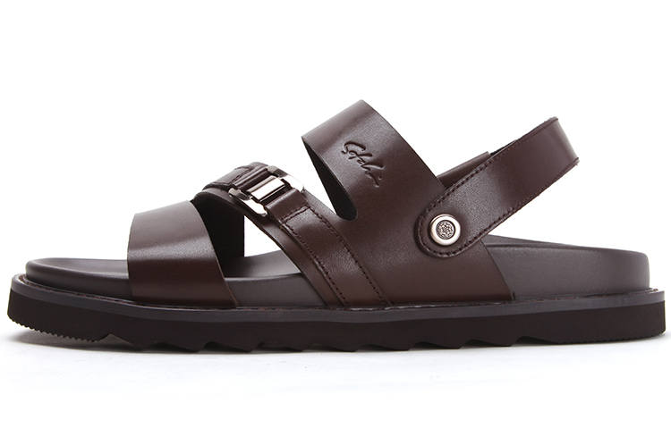 Satchi Satchi Top Grain Cow Leather Stylish Sandal Men's Coffee
