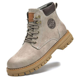 Flange Bullo Top Grain Pig Leather Crew Combat Boots 4cm Unisex