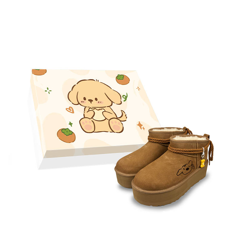 UGG UGG Cow Split Leather Short Snow Boots Women's Chestnut