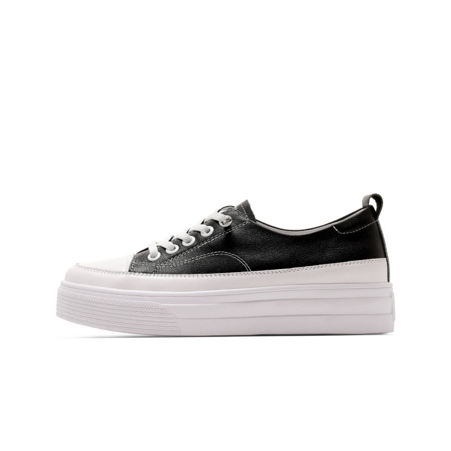 C°BANNER Cow Leather Slip Resistant Low top Skateboard Shoes Women's Black