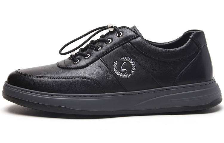 Satchi Top Grain Cow Leather Stylish Skateboarding Shoes Men's Black