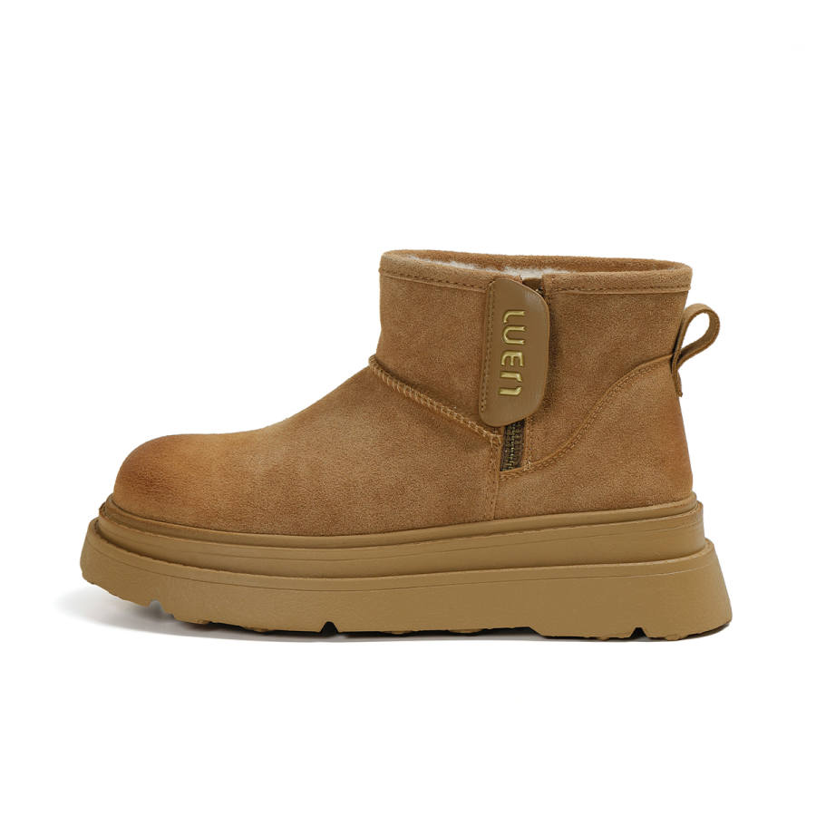 BOJUEMAO Cow Suede Short Snow Boots Women's