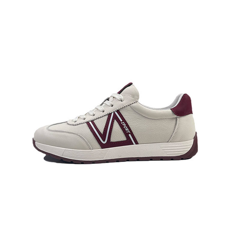 SENJIALUO Top Grain Cow Leather Slip Resistant Abrasion Resistant Low top Casual Shoes Men's White
