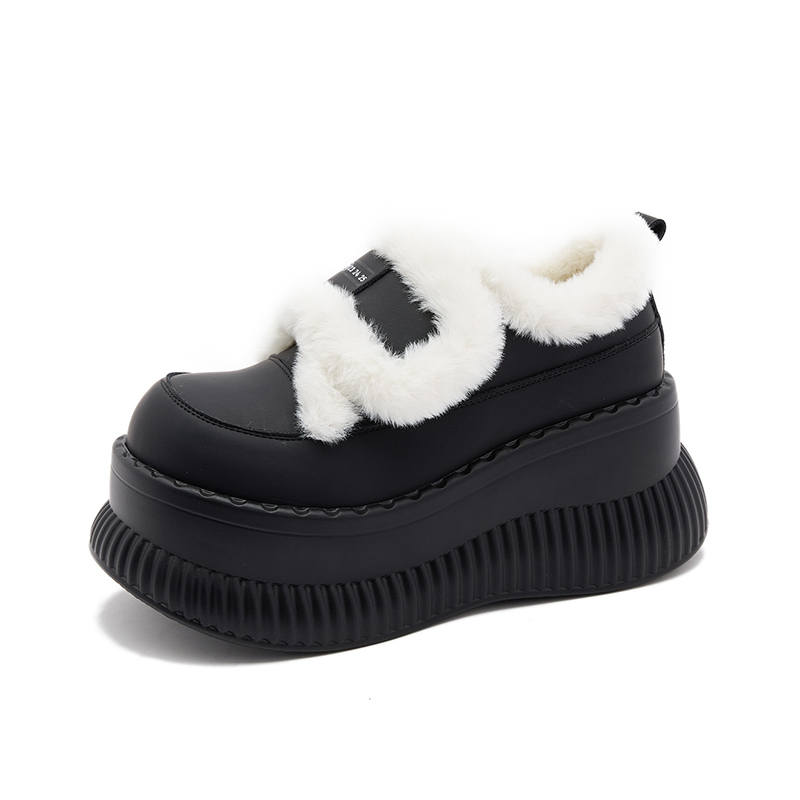 MILANLIANGE Fleece Lined And Thickened Sole, Thermal Fuzzy, Casual Versatile, Hidden Wedge Loafers Women's