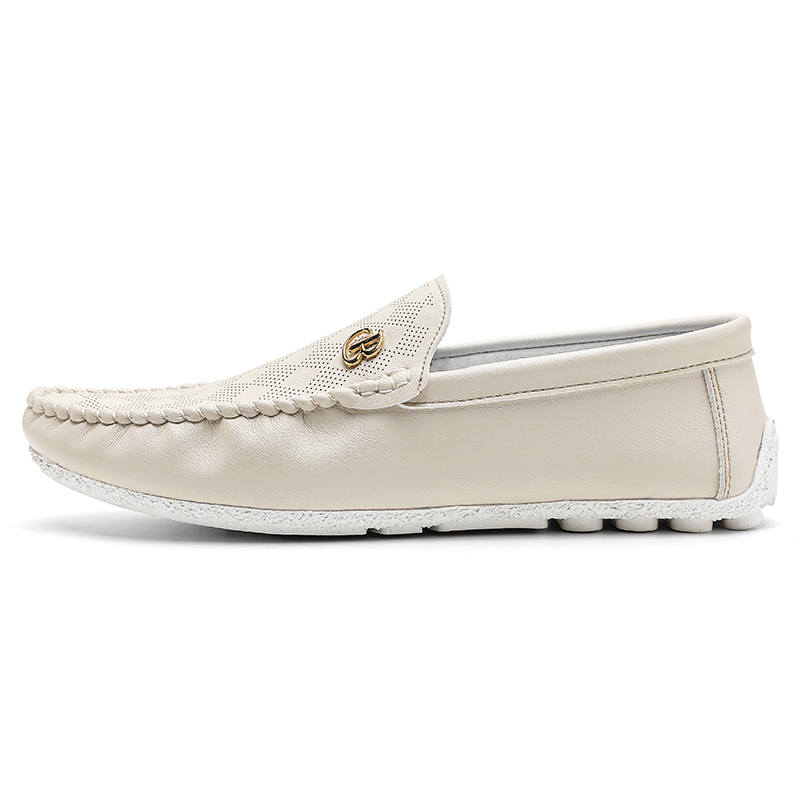 YINGLUNQISHI Cow Split Leather Casual Shoes Men's Beige
