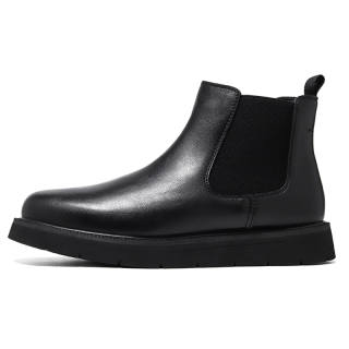 WEISHIBANGWEI Microfiber Leather Short Chelsea Boots Men's Black