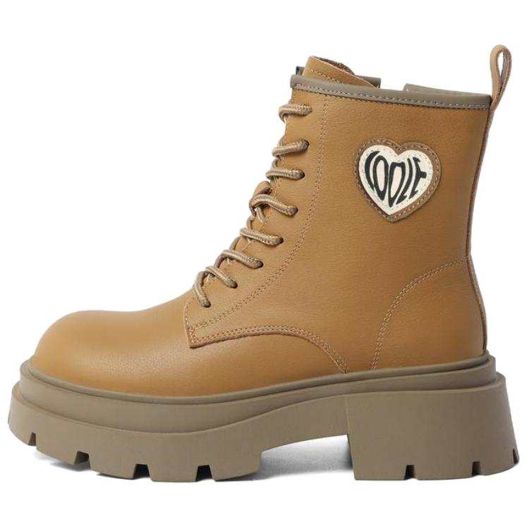 BELLE Cow Leather Short Combat Boots 6cm Women's