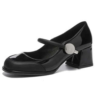VICTORIA&VERA Synthetic Leather Chunky Heel Mary Jane Shoes Women's