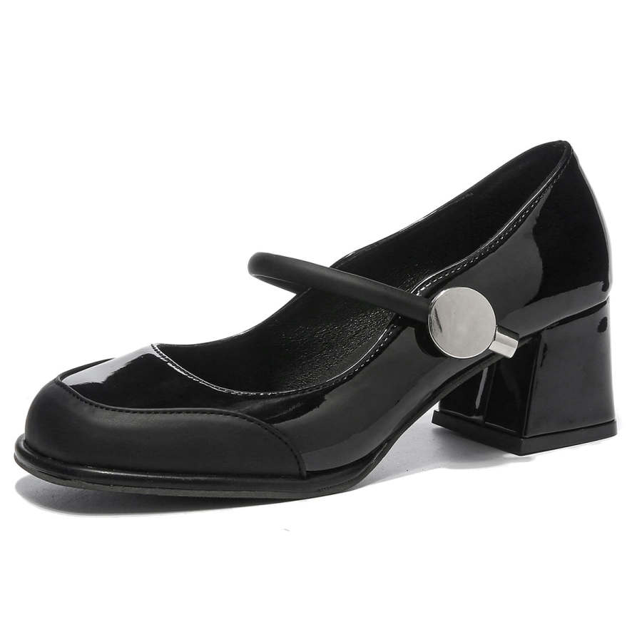 VICTORIA&VERA Synthetic Leather Chunky Heel Mary Jane Shoes Women's