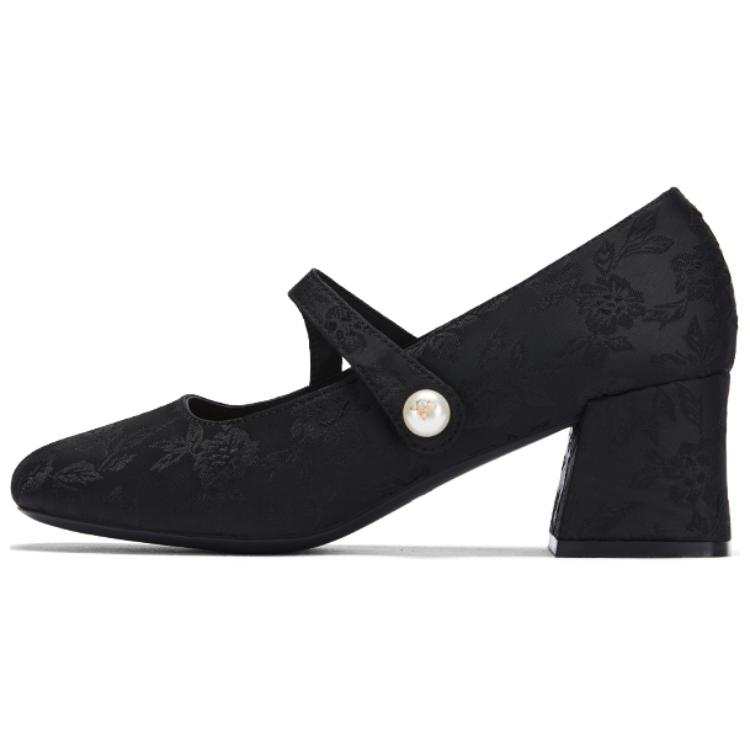 DAPHNE DAPHNE Fabric Mary Jane Shoes Women's Black/Ecru