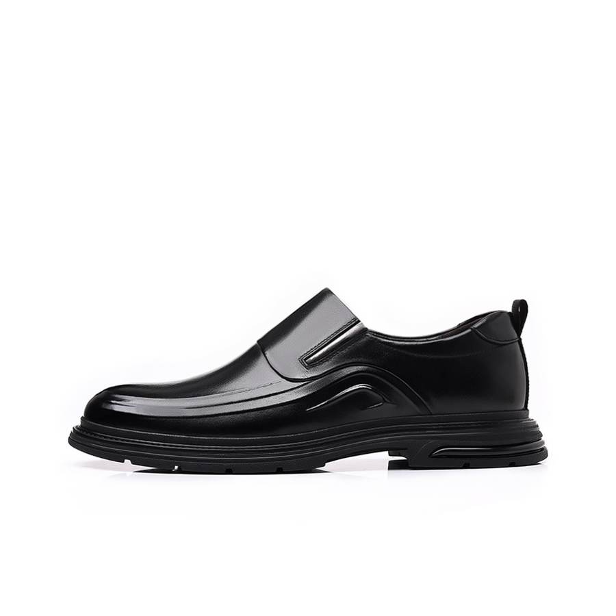 GZZ Casual Leather Shoes Men's Low Top Black