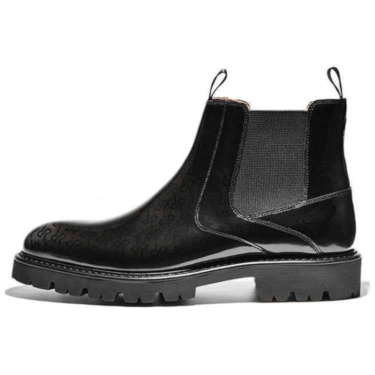 RARE Cow Leather Short Chelsea Boots 2.5cm Men's Black
