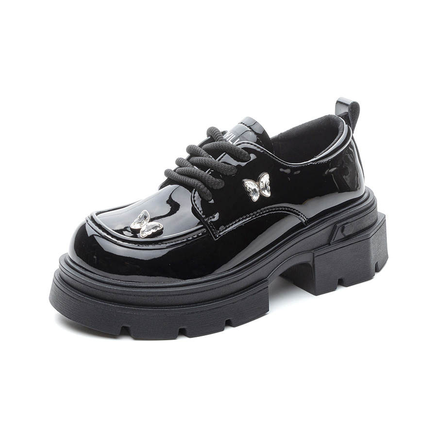 AIYILIAN Microfiber Leather Casual Shoes Women's Bright Black