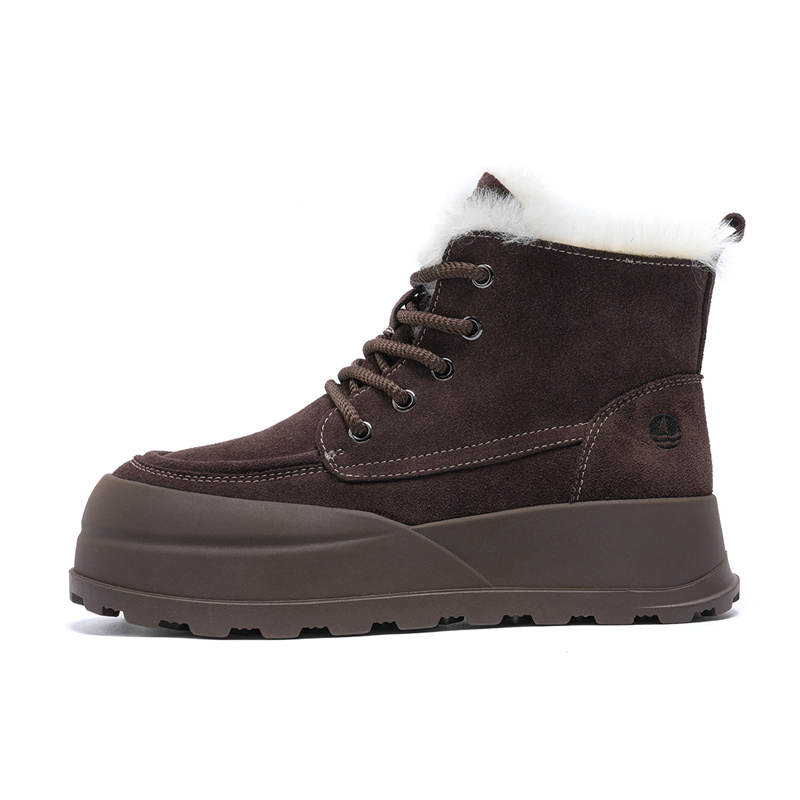 NAVIGARE Cow Suede Short Snow Boots Women's Brown