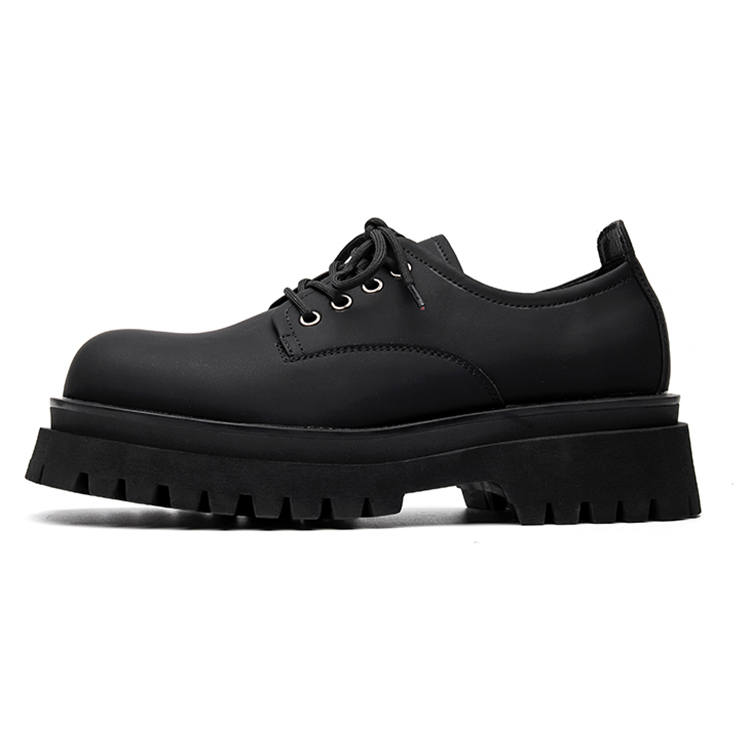 GZZ Casual Leather Shoes Men's Low Top Black
